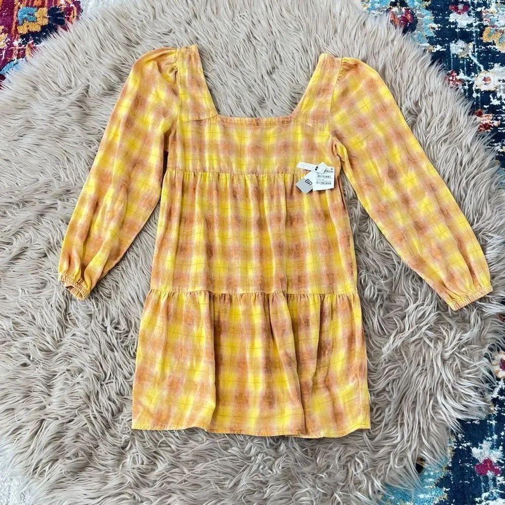 BP yellow plaid dress XS